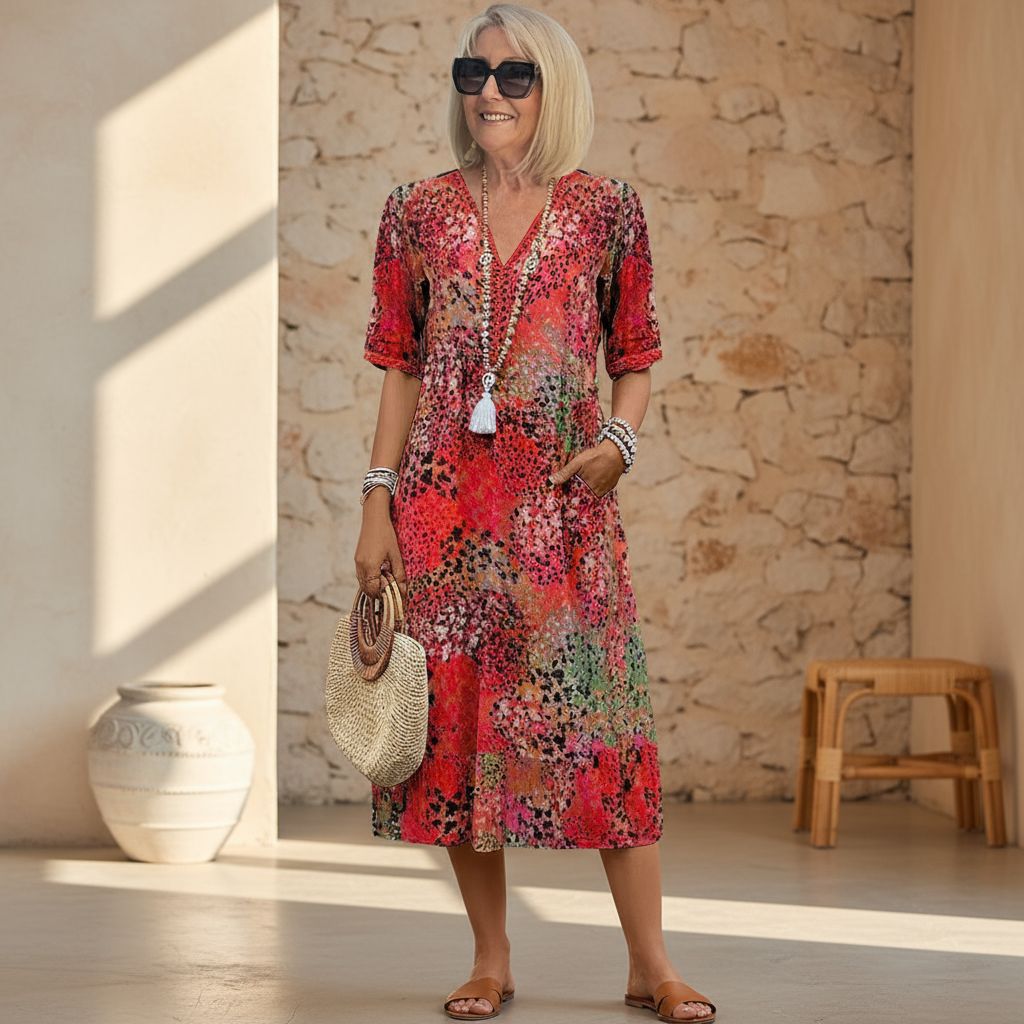 Rachel | Elegant Printed Midi Dress